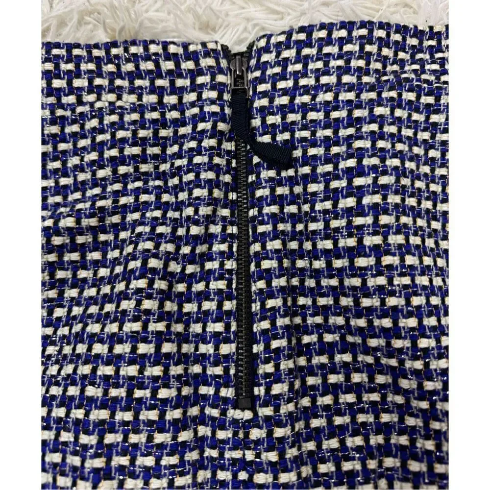 EUC Purple, Gold, Black & Cream Checkered Mini Silk Skirt by J. Crew size 8